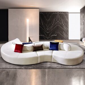 Curved First Cowhide Leather Fashion Sofa