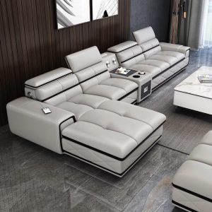 L Shape First Layer Cowhide Leather Sofa