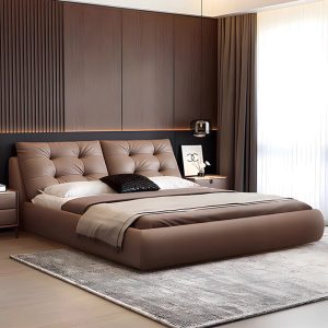 Double Wedding Leather Bed Frame + Spring Latex Mattress