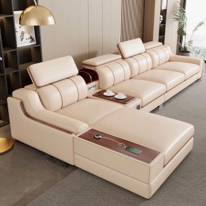 L Shape First Layer Genuine Cowhide Leather Sofa