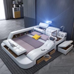 Double Wedding Leather Bed Frame + Spring Latex Mattress