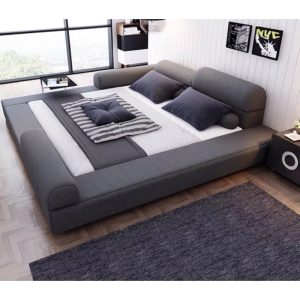 Double Wedding Fabric Bed Frame + Spring Latex Mattress