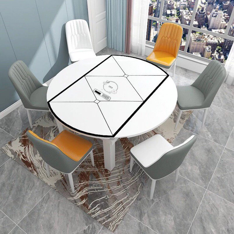 Tulip Glass Extendable Dinner Table & 4 Chairs or 6 Chairs or 8 Chairs Set - Image 3