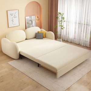 Cotton Frosted Velvet Sofa Bed with Storage
