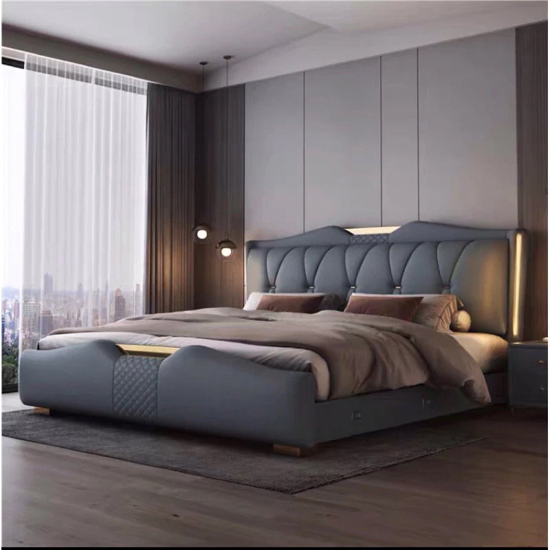 Double Wedding Leather Bed Frame + Spring Latex Mattress - Image 2