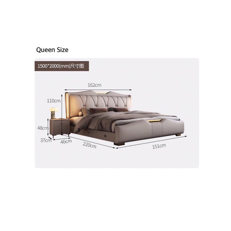 Double Wedding Leather Bed Frame + Spring Latex Mattress - Image 7