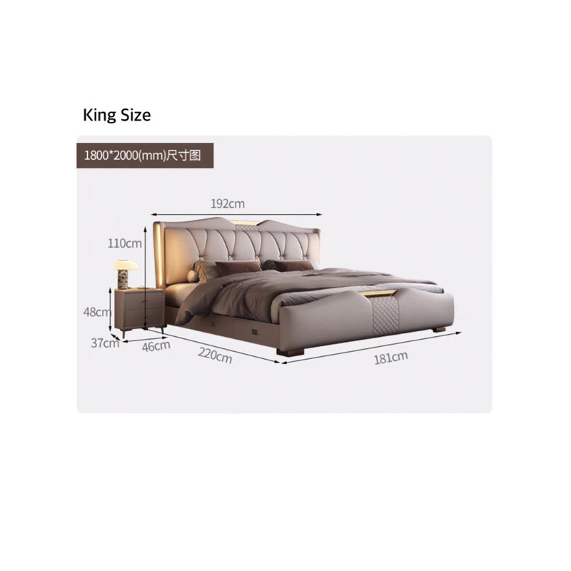 Double Wedding Leather Bed Frame + Spring Latex Mattress - Image 8