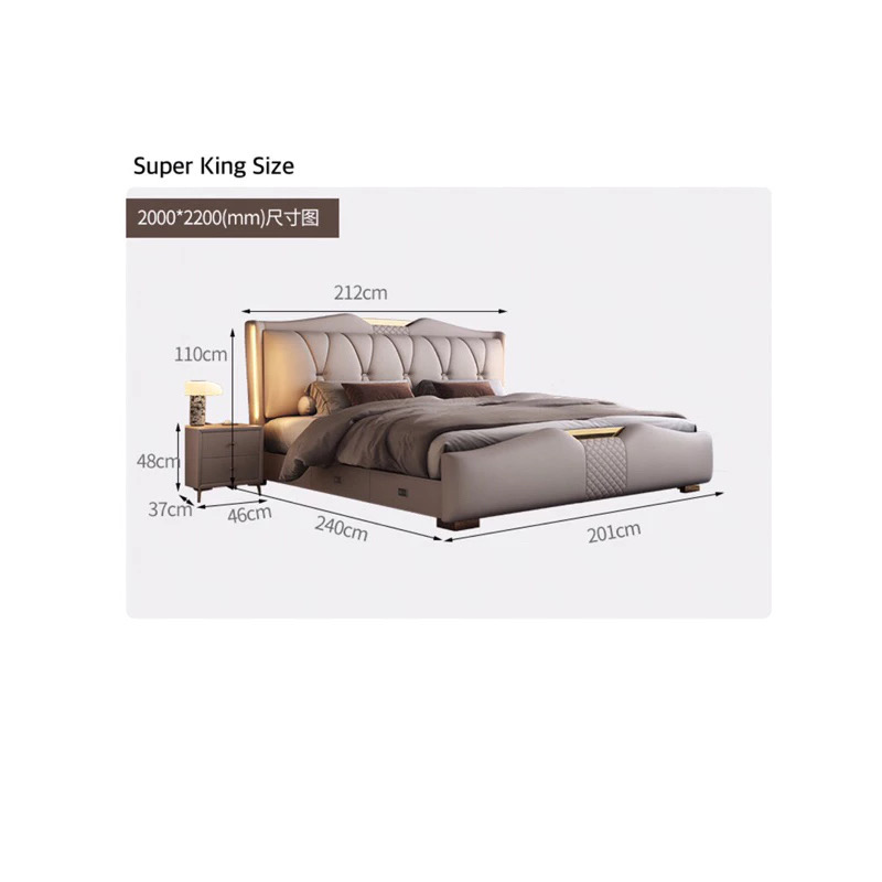 Double Wedding Leather Bed Frame + Spring Latex Mattress - Image 9